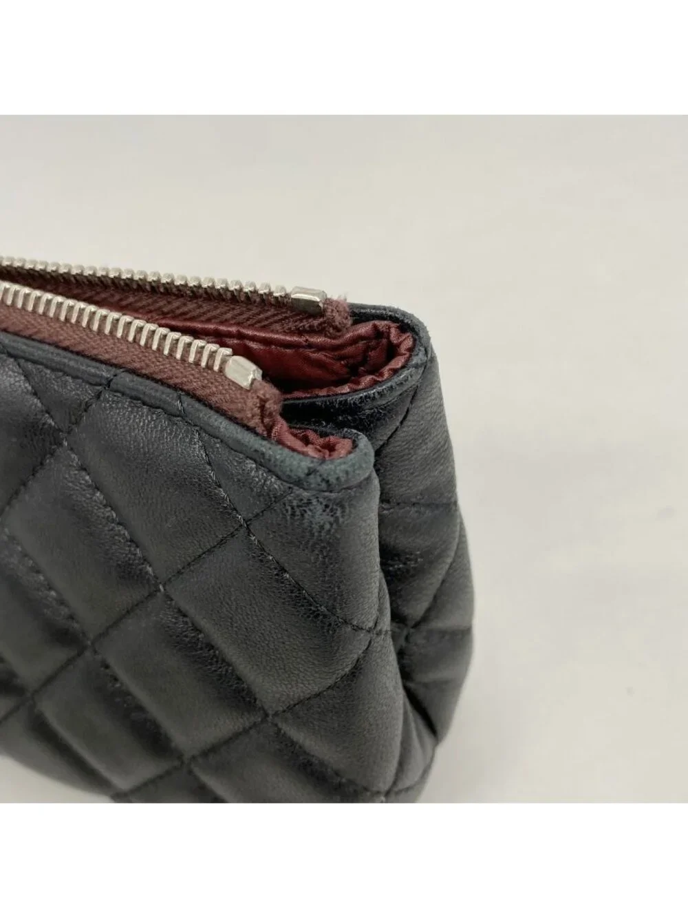 Chanel Pouch Quilted Lambskin Black Silver